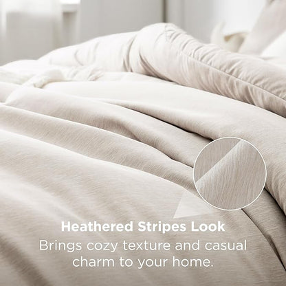 Bedsure Oversized Queen Comforter Set - Beige Soft Bedding for All Seasons, Cationic Dyed Bed Set, 3 Pieces, 1 Oversized Queen Size Comforter (98"x98") and 2 Pillow Shams (20"x26"+2")