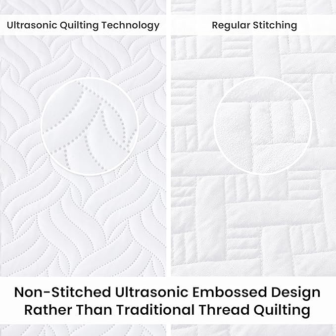 Love's cabin California King Size Quilt Bedding Set White Bedspread - Cal King Summer Lightweight Bedspread Comforter - Wave Pattern Coverlet for All Season - 3 Pieces (1 Quilt, 2 Pillow Shams)