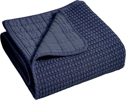 Levtex Home Mills Waffle Full Bedspread Set (100x104in) with 2 Pillow Shams (26x20in) - Navy - 100% Cotton Full Size Bedspread Set - Lightweight, Soft, Pre-Washed