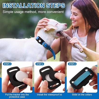 Smart Pet Tracker for Collar - Dog Tracker Pet Location Tracker with Holder | Real-Time Location, No Monthly Fee/ SIM Card, Work with Android Only (Not for IOS), Ultra-Slim, IP68 Waterproof Holder, Black
