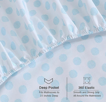 RUVANTI 100% Organic Cotton Sheets Twin XL, Percale Weave, GOTS Certified, 3-Piece Set, Deep Pocket 15", Crisp & Breathable, Soft Durable Bedding, Sábanas Algodón Orgánico – Circle Imprint