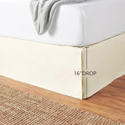 Amazon Basics Lightweight Pleated Dust Ruffle Bed Skirt, Wrinkle & Fade Resistant, Machine Washable, Full, Beige