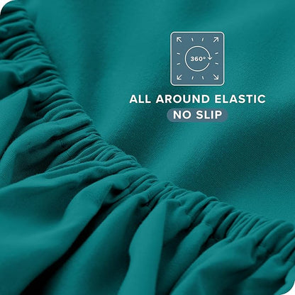 Bare Home Split King Sheet Set - 1800 Ultra-Soft Microfiber Bed Sheets - Double Brushed - Deep Pockets - Easy Fit - 5 Piece Set - Bedding Sheets & Pillowcases (Split King, Emerald)