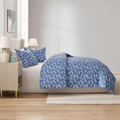 Nestl King Size Comforter Set - Slate Blue Bed in a Bag King Size, 3 Pieces Reversible Bed Set, Soft Floral Bedding Set, All Season Botanical Comforters with Pillow Shams