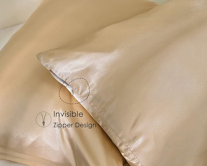 Yanibest Satin Pillowcase, Silk Pillow Cases for Hair and Skin with Zipper, Queen Pillow Cases Set of 2 for 20"x30", Exquisite Packaging for Women Men