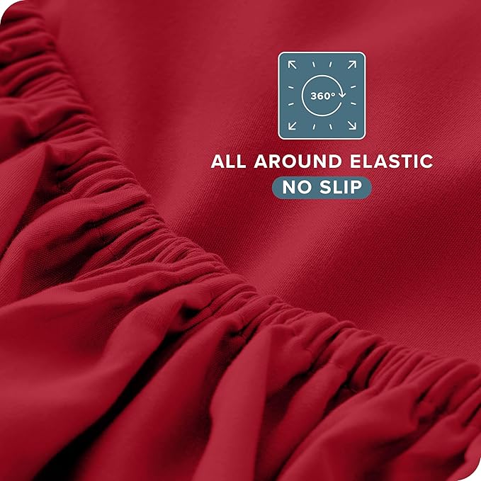 Bare Home Full Sheet Set - 1800 Ultra-Soft Microfiber Full Bed Sheets - Double Brushed - Deep Pockets - Easy Fit - 4 Piece Set - Bedding Sheets & Pillowcases (Full, Red)