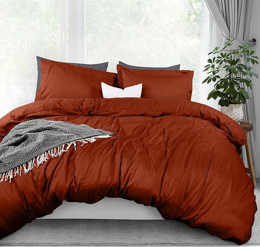 Utopia Bedding Duvet Cover Queen Size - 3 Piece with Zipper Closure - 1 Comforter Cover 90X90 Inches & 2 Pillow Shams 20X26 Inches (Orange) Comforter Not Included