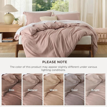 Bedsure Duvet Cover Full Size - Soft Double Brushed Bedding Set for Kids & Adults, Zipper Closure, 3 Pieces, Includes 1 Duvet Cover (80"x90") & 2 Pillow Shams, NO Comforter, Dusty Rose