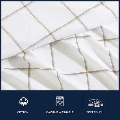Nautica - King Bed Sheets, Lightweight Cotton Percale Bedding Set with Matching Pillowcases, Crisp & Cool, Oeko-Tex Certified (Plot Beige)
