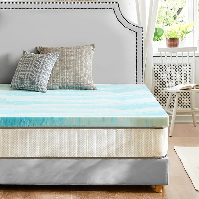 Sweetcrispy Memory Foam Mattress Topper King, 4 Inch Thick Gel Infused Cooling Toppers Pad for King Size Bed, Sleeper Sofa, RV, Camper, CertiPUR US Certified, Ventilated and Breathable