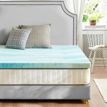 Sweetcrispy Memory Foam Mattress Topper King, 4 Inch Thick Gel Infused Cooling Toppers Pad for King Size Bed, Sleeper Sofa, RV, Camper, CertiPUR US Certified, Ventilated and Breathable
