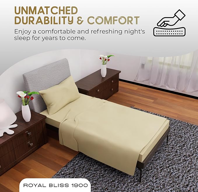 Twin XL Sheets Set - 3 Piece Bedding - Wrinkle Free, Fade Resistant, Double Brushed Microfiber - Deep Pockets/Easy Fit - 1800 Series Ultrasoft, Cooling Sheets (Tan)