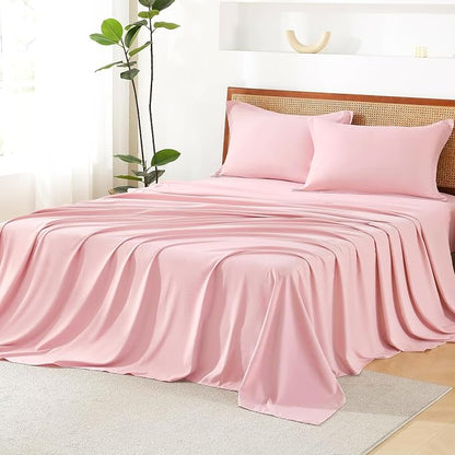 Litanika Pink King Size Comforter Set with Sheets - 7 Pieces Bed in a Bag King Boho Tufted Complete Bedding Sets with Comforter, Sheets, Pillowcases & Shams