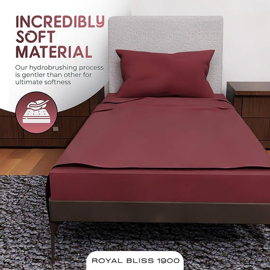 Twin XL Sheets Set - 3 Piece Bedding - Wrinkle Free, Fade Resistant, Double Brushed Microfiber - Deep Pockets/Easy Fit - 1800 Series Ultrasoft, Cooling Sheets (Burgundy)
