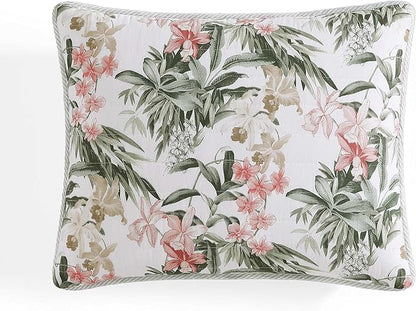 Tommy Bahama - King Quilt Set, Reversible Cotton Coastal Bedding with Matching Shams, Colorful Botanical Bedding Set (Island Orchid Pink/Cream)