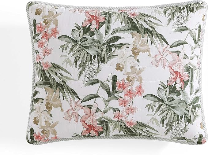 Tommy Bahama - Queen Quilt Set, Reversible Cotton Coastal Bedding with Matching Shams, Colorful Botanical Bedding Set (Island Orchid Pink/Cream)