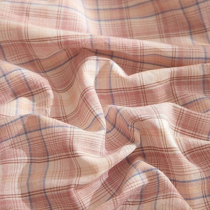 EAVD Pink Gingham Duvet Cover King Soft Washed Cotton Reversible Grid Plaid Bedding Set with 2 Pillowcases Modern Checkered Grid Duvet Cover with Zipper Farmhouse Gingham Bedding Set for All-Season