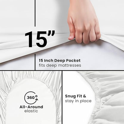 Utopia Bedding Twin Fitted Sheet - Bottom Sheet - Deep Pocket - Soft Microfiber - Shrinkage and Fade Resistant - Easy Care -1 Fitted Sheet Only (White)