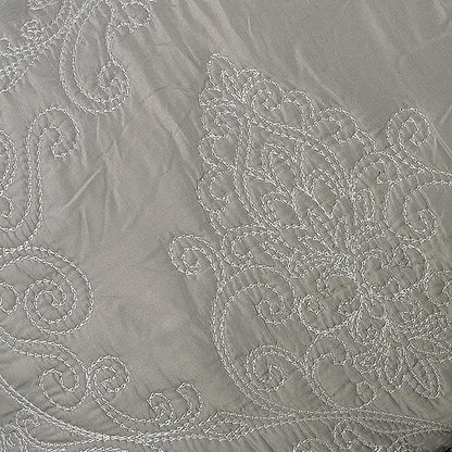 Home Soft Things Damask 4 Piece Bedspread Set, Scalloped Edge Reversible Coverlet Comforter Prewashed Bedding Set, Matelasse Embossed Floral Solid Pattern,Ash Gray Oversize King(120" x 120")