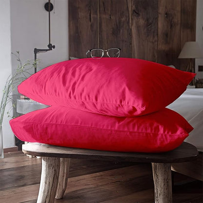 FLXXIE Pillow Cases Queen, Soft Microfiber Pillow Covers with Envelope Closure, Wrinkle Resistant Pillowcases, 2 Piece Set, 20x30, Magenta