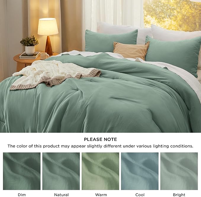 Bedsure Twin/Twin XL Comforter Set, Sage Green Soft Prewashed Bedding for All Seasons, 2 Pieces GentleSoft™ Bed Set, 1 Lightweight Comforter (68"x88") and 1 Pillowcase (20"x26")
