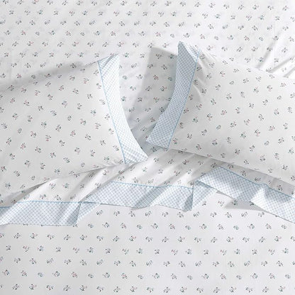 Laura Ashley - Twin Sheet Set, Crisp & Cool Cotton Percale Bedding with Deep Pockets, Lightweight for Year Round Comfort, Bed Sheets with Matching Pillowcase (Harperette Blue)