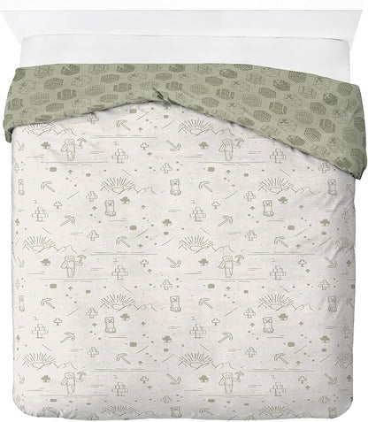 Jay Franco Kids Duvet Cover Set with Sham & Pillowcase – Ultra-Soft Bedding for Room Decor, Cover ONLY Comforter NOT Included, White - Minecraft, 3 Piece Full