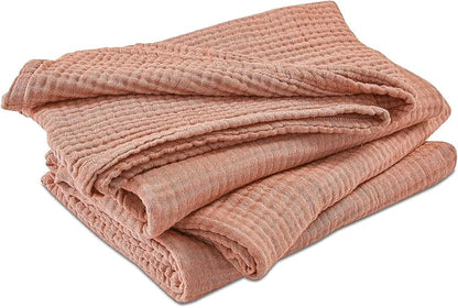 EMME Cotton Muslin Twin Blanket Breathable Gauze Blanket Soft Lightweight Blankets Adults Gifts for Women (Orange Red, 60"x80")