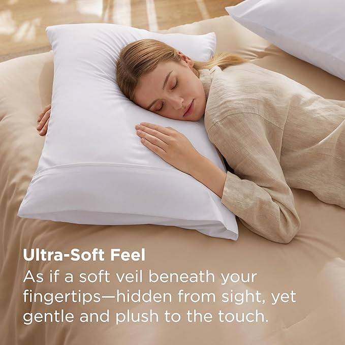 Bedsure King Size Pillow Cases Set of 2 - White Brushed Microfiber Pillowcases 2 Pack, Super Soft Pillow Case Cover with Envelope Closure for Kids, Wrinkle, Fade Resistant, 20x36 Inches
