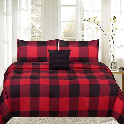 Sweet Home Collection 4PC-CMF-BFFALO-FQ 4Piece Print Reversible Comforter Set, Buffalo, Full/Queen