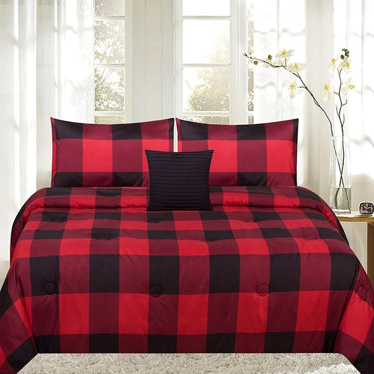 Sweet Home Collection 4PC-CMF-BFFALO-FQ 4Piece Print Reversible Comforter Set, Buffalo, Full/Queen
