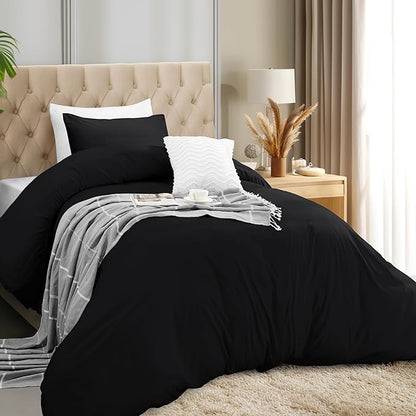 Utopia Bedding Duvet Cover Set with Pillowcases- 2 Pieces Bedding Duvet Cover with Zipper Closure - 1 Duvet Cover with 1 Pillow Sham - Soft Brushed Microfiber (Twin/Twin XL, Black)