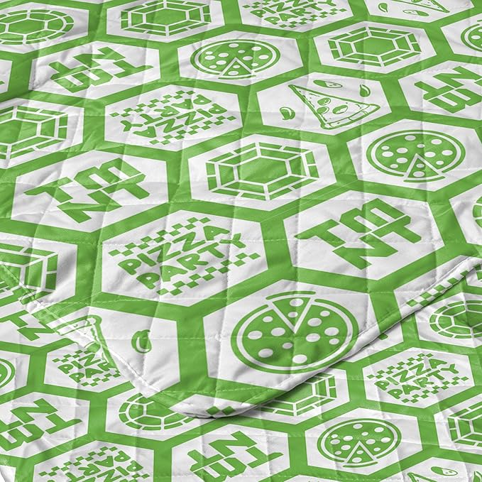 Northwest Nickelodeon Teenage Mutant Ninja Turtles Pizza Party Quilted Throw Blanket, Comfy Throw, Adults Boys Girls, Soft Lightweight Bedding for Bed, or Couch, 60 x 80 inches