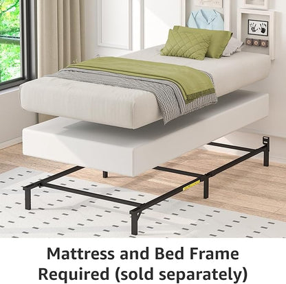 Amazon Basics Smart Box Spring Bed Base, 9-Inch Height Mattress Foundation, Tool-Free Easy Assembly, Convenient Support, Twin, 74" x 38" x 9", White