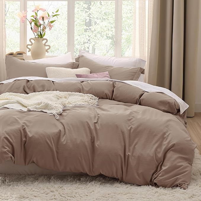 Bedsure Khaki Duvet Cover King Size - 3 Pieces Prewashed Extra Soft Bedding Set, Includes 1 Duvet Cover 104x90 Inches with Zipper Closure & 2 Pillow Shams, Comforter Not Included