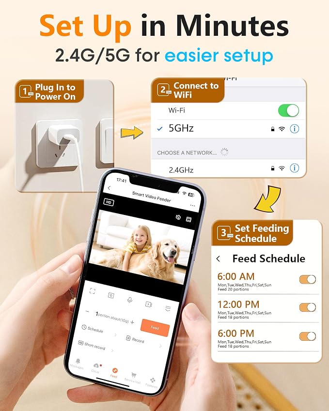 Automatic Dog Feeder, Dog Food Dispenser Automatic, 12L for Large Breed | 20 Days Food Capacity, Anti-Clog 0.78inch Large Kibble, 1080P HD Camera, APP Control for Office Workers