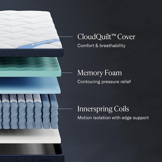 DreamCloud Premier 13" California King Mattress - Luxury Hybrid Gel Memory Foam - 365 Night Trial - Back Pain Relief - Fiberglass Free - Forever Warranty - Mattress in a Box - CertiPUR-US Certified
