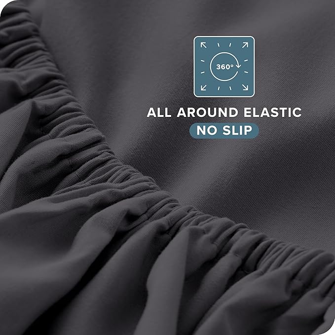 Bare Home Short Queen Sheet Set - 1800 Ultra-Soft Microfiber Bed Sheets - Double Brushed - Deep Pockets - Easy Fit - 4 Piece Set - Bedding Sheets & Pillowcases (Short Queen, Forged Iron Grey)