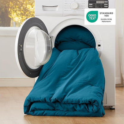 Bedsure Queen Comforter Set, Teal Soft Prewashed Bedding for All Seasons, 3 Pieces GentleSoft™ Bed Set, 1 Lightweight Comforter (90"x90") and 2 Pillowcases (20"x26")