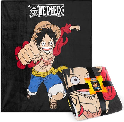 One Piece Fleece Throw Blanket Soft Cozy Anime Blanket for Bed or Couch Travel Gifts for Teens Boys Girls Fans Manga Luffy Room Decor Bedspread Sofa Accessory 51"x59"