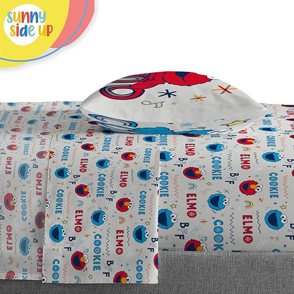 Sunny Side Up Sesame Street Twin Comforter Set - 5 Piece Kids Bedding Includes Comforter, Sheets & Pillow Cover – Super Soft Microfiber Bed Set with Elmo, Cookie Monster and Big Bird