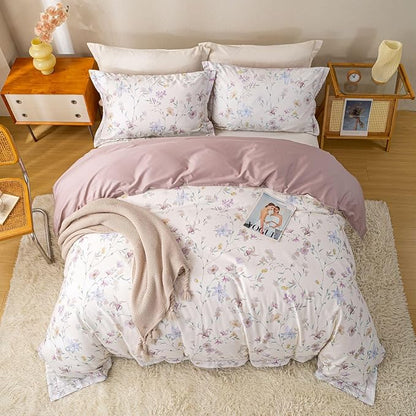 OAITE Duvet Cover Set King Size Floral Pattern Ultra Soft 100% Cotton Duvet Cover Sets 3-PC, Breathable Duvet Cover with Zipper Closure & Corner Ties(2 Pillow Shams,1 Duvet Cover)