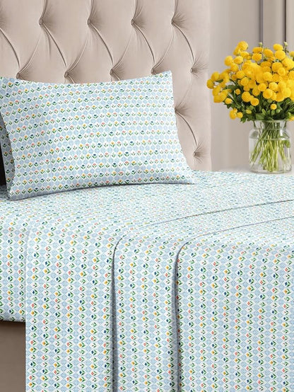 Floral Sheets - Flower Print Bed Sheet Set - 1 Flat, 1 Fitted & 1 Pillowcase w/ Deep Pockets - Comfy, Cozy, Wrinkle & Fade Free - Boho Botanical Bedding - Soft, Breathable & Cooling - Twin Size Set