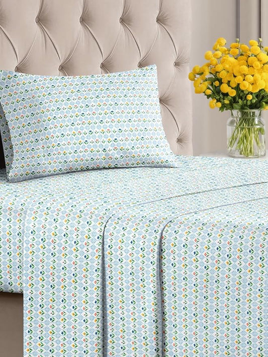 Floral Sheets - Flower Print Bed Sheet Set - 1 Flat, 1 Fitted & 1 Pillowcase w/ Deep Pockets - Comfy, Cozy, Wrinkle & Fade Free - Boho Botanical Bedding - Soft, Breathable & Cooling - Twin Size Set