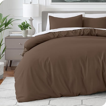 Bare Home Bedding Duvet Cover California King Size - Premium 1800 Super Soft Collection - Lightweight, Cooling - Soft Breathable Bedding Duvet Cover (Cal King, Cocoa)