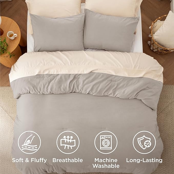 Bedsure King Comforter Set, Linen Soft Prewashed Bedding for All Seasons, 3 Pieces GentleSoft™ Bed Set, 1 Lightweight Comforter (104"x90") and 2 Pillowcases (20"x36")