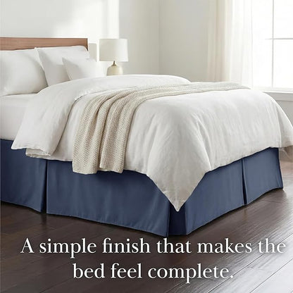 Southshore Fine Living, Inc. King Size Bed Skirt, 14-Inch Drop Pleated Bed Skirt for King Mattress Dust Ruffle for King Size Bed, Dark Blue