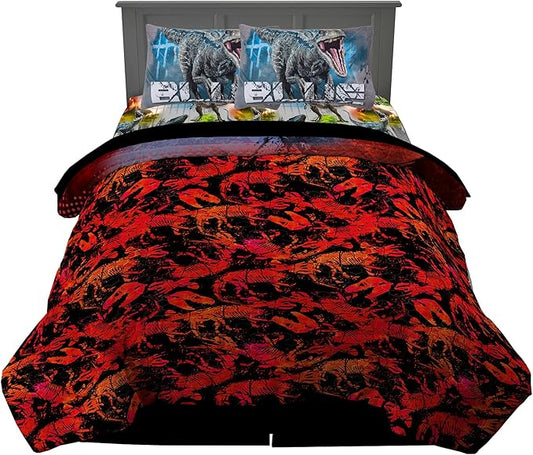 Franco Kids Bedding Super Soft Microfiber Comforter and Sheet Set, 5 Piece Full Size, Jurassic World