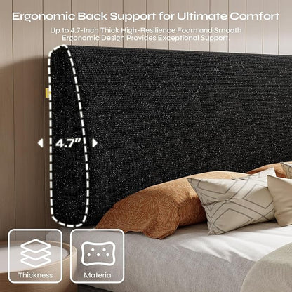 4.7" Upholstered Headboard for Queen Size Bed, Height Adjustable and Ergonomic Headboard, Easy Assemble, Sturdy and Durable, Starry Night Black