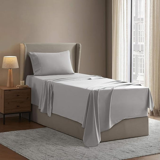 Nestl Twin XL Sheet Set - College Dorm Size - Luxury 1800 Ultra-Soft Microfiber Twin Extra Long Bed Sheets - Deep Pockets - Easy Fit - Extra Soft - 3 Piece Set (Twin XL, Light Grey)